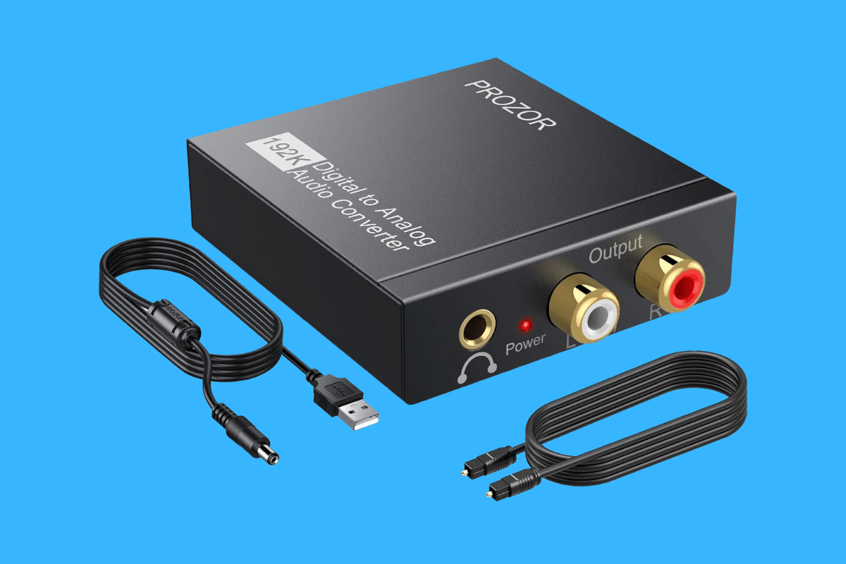 PROZOR Convertisseur DAC 192 kHz Bluetooth 5.0 Récepteur avec Volume  Réglable Adaptateur Optique Jack 3,5mm Audio Stéréo L/R Digital Toslink  vers Stéréo L/R RCA avec Optique Câble : : High-tech