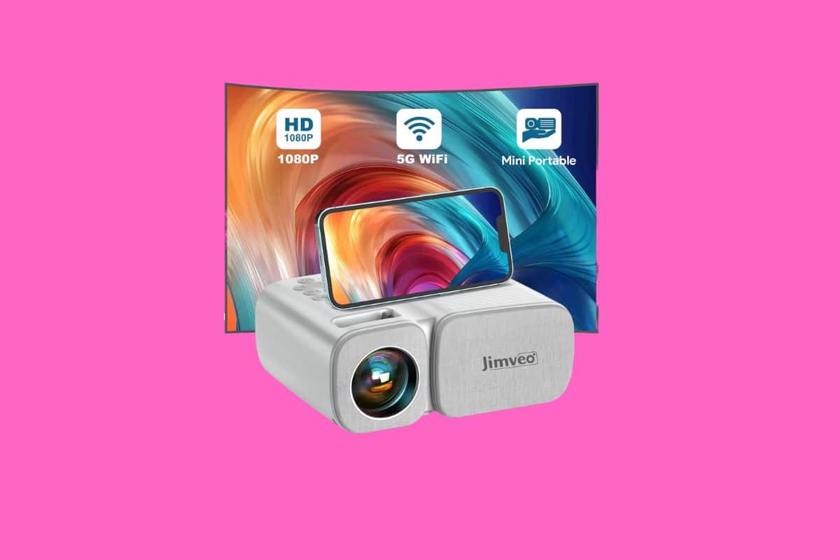 Vidéoprojecteur Portable Jimveo 1080P Full HD - 20000 Lumens, WiFi, Distance Ultra-courte 0.8-5m, Compatible HDMI/USB/AV, Pour Home Cinéma, Smartphone